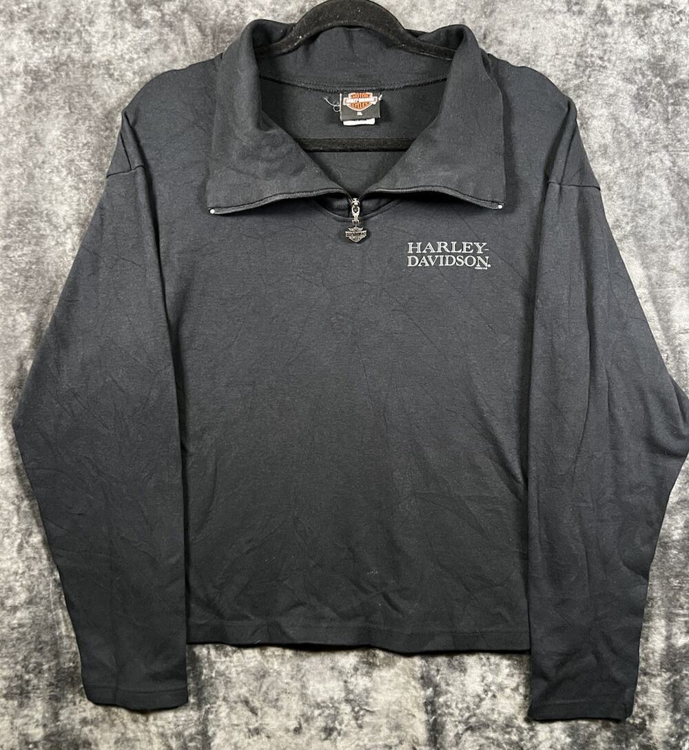 Harley Davidson Womens XL Quarter Zip Mock Neck Shirt USA 2002 Pataskala OH